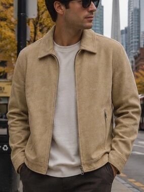 Banana Republic Men's Suede Zip-Up Jacket - Beige
